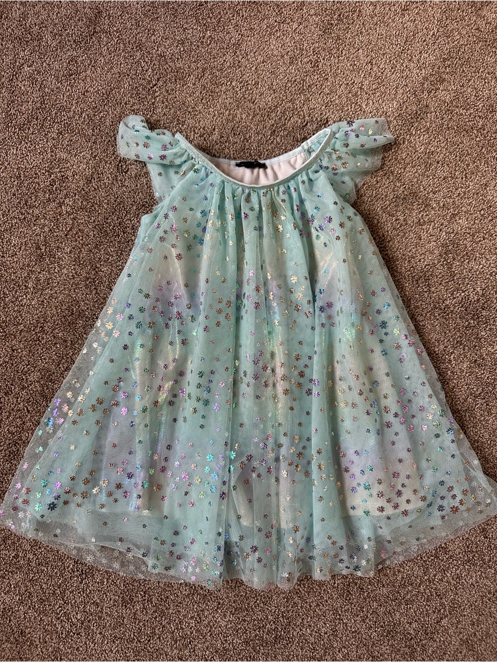 Sparkling Mint Floral Tulle Kids Costume Dress